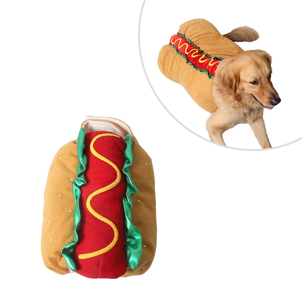 

Hot Dog Burger Transformation Costume For Pets Elastic Neck Easy On Off Halloween Christmas Cosplay Dog Cat Dress Up Outfit