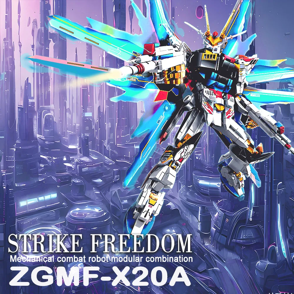 

MOC Anime Gun seed Mobile Suit Astray High-tech Red Frame STRIKE FREEDOM Model Building Block Figures Robot Toy Gift 701pcs