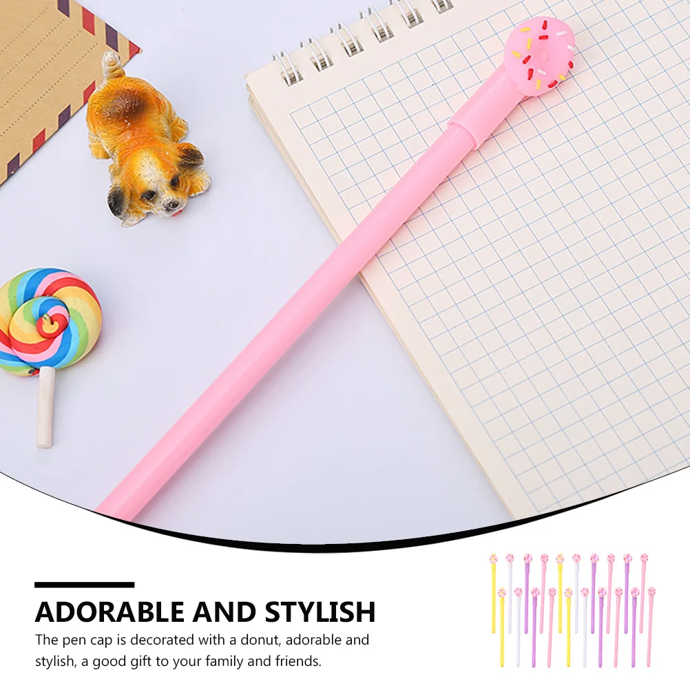 

20 шт., креативная наклейка, гелевая ручка, 20 смешанных стилей, дизайн в виде пончиков, гладкая, без утечек, многоразовые офисные школьные канцелярские принадлежности для студентов