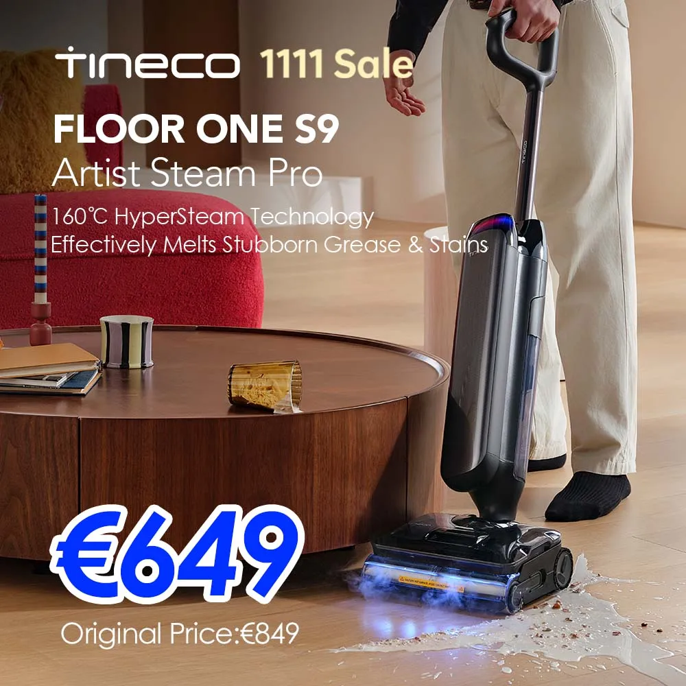 Tineco Floor One S9 Artist Steam Pro Nat-Droog Stofzuiger, 160 ℃     Hypersteam Stoomreini