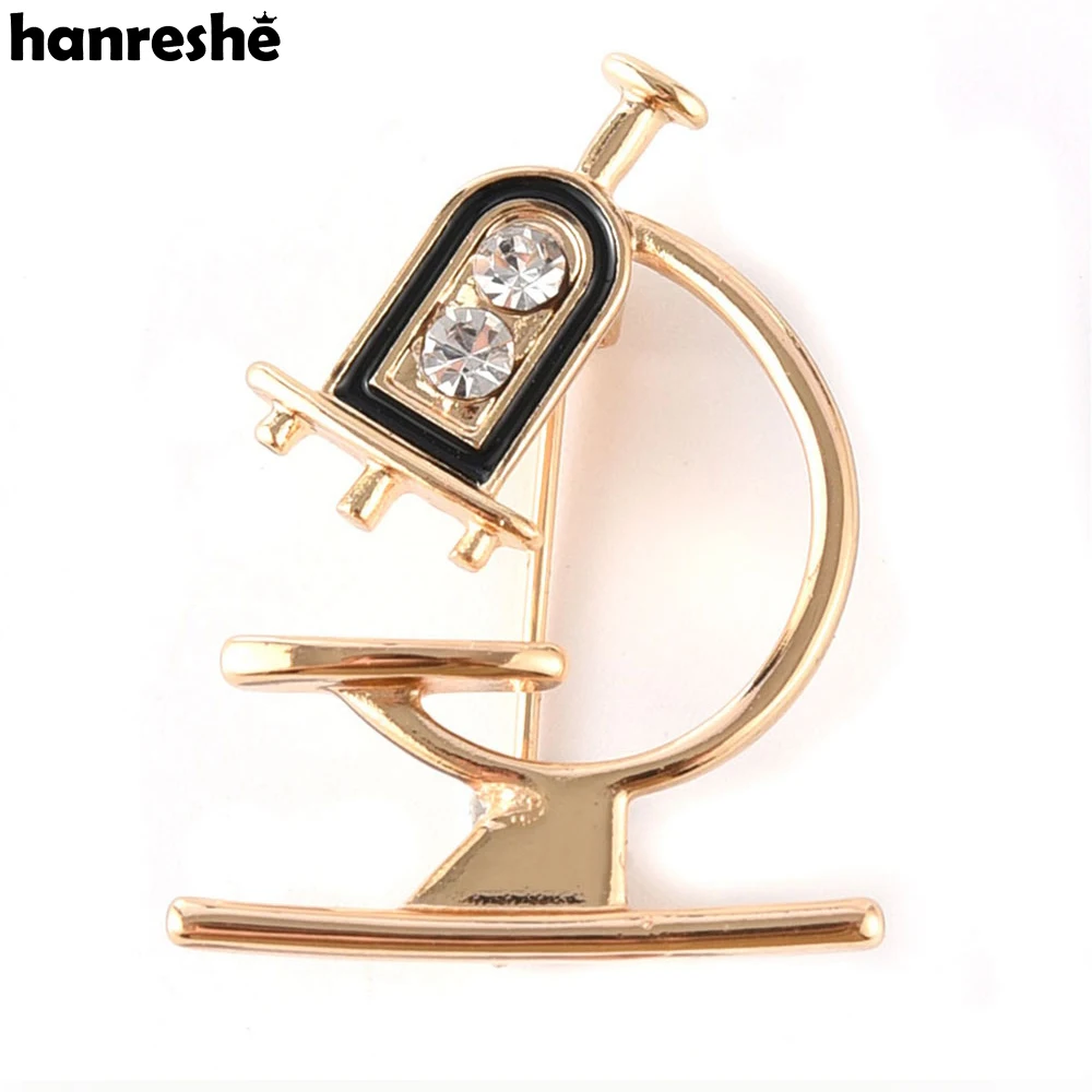 New Microscope Medical Equipment Brooch Pin Doctor Nurse Hospital Lapel Backpack Zircon Badge Pins Jewelry Accessories Gift