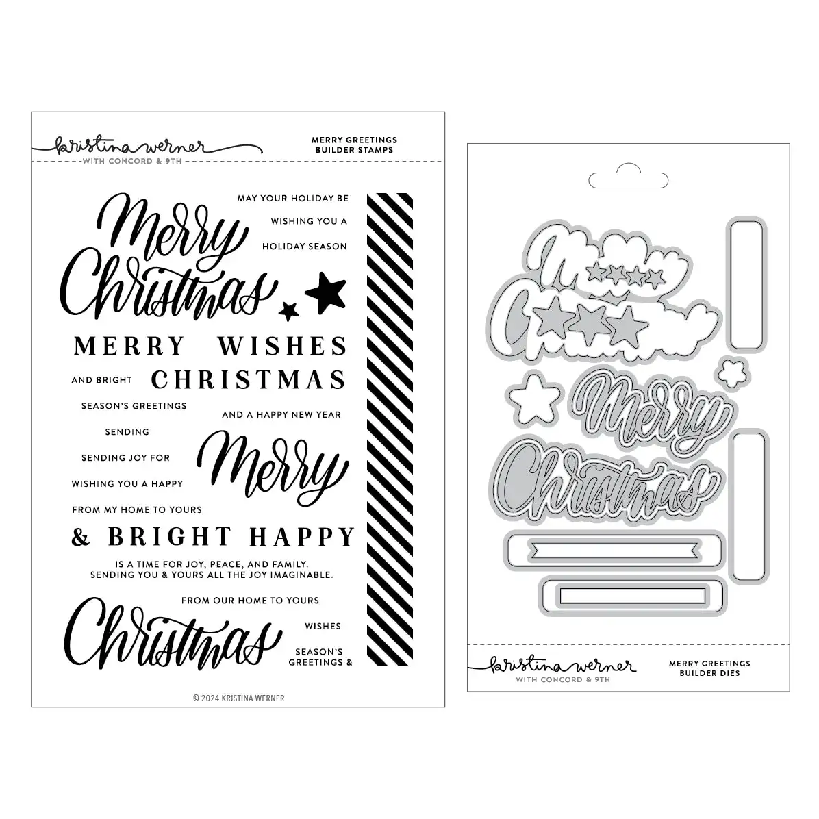 

2024 Christmas Merry Greetings Builder Letter Clear Stamps Metal Cutting Dies for DIY Decorating Scrapbook Card Album Craft