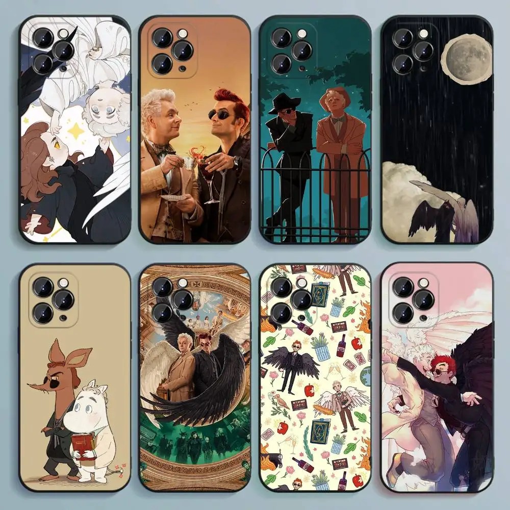 

Good O-Omens-S Cute Phone Case For iPhone 17,16,15,14,13,12,Pro,Max,Plus,E,SE4,Air,Mini Black Soft Cover