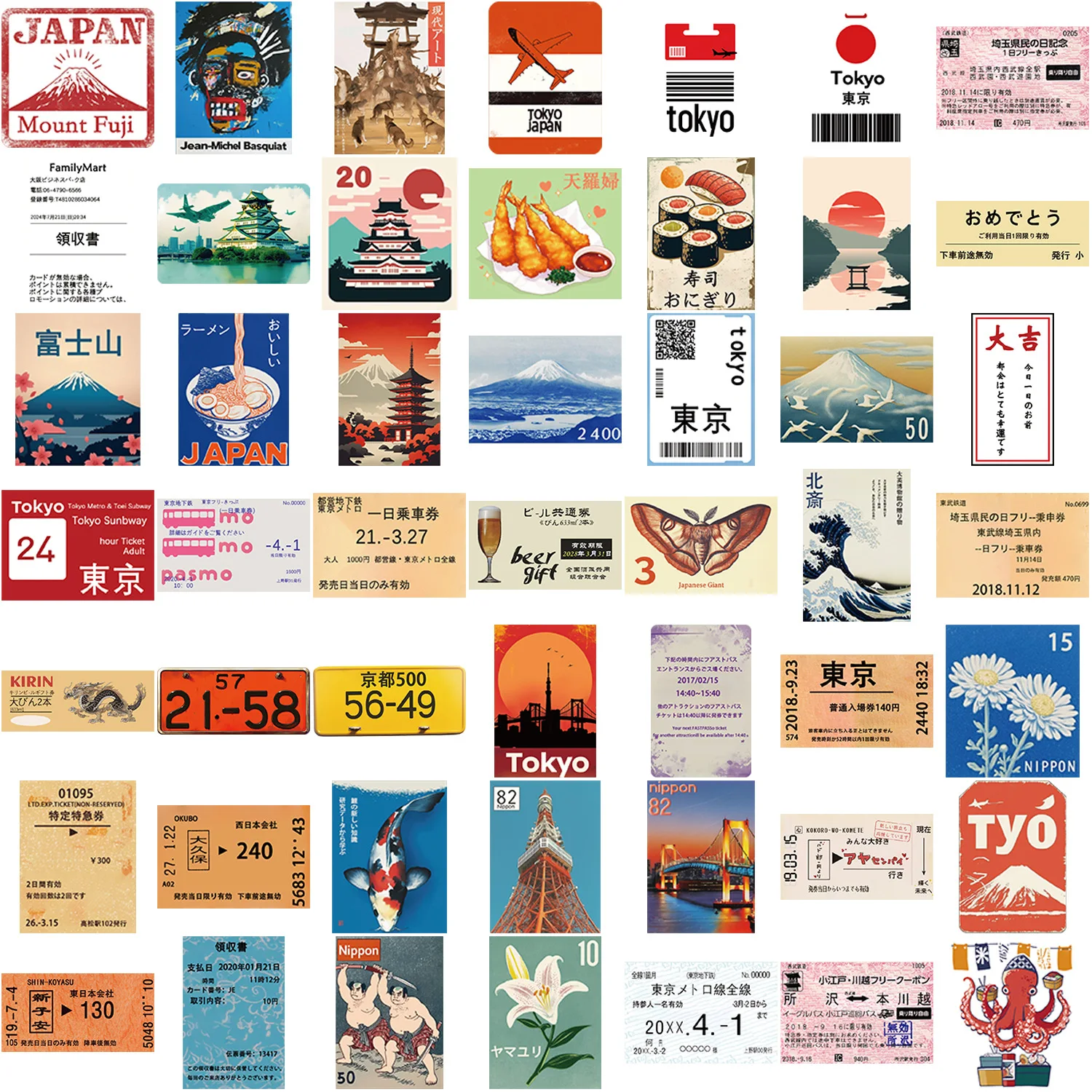 10/30/50PCS New Japan Tokyo Stamp Cartoon Sticker DIY Phone Laptop Luggage Skateboard Graffiti Decals Fun for Kid