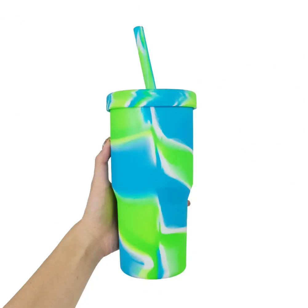 Silicone Tumbler with Lid Silicone Straw Cup Leak-proof Silicone Tumbler 950ml Capacity Straw Lid Water Bottle for Outdoor