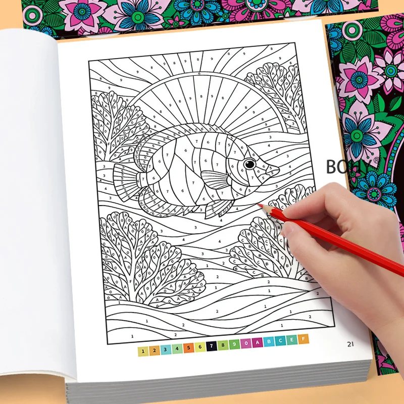 A Drawing Coloring Book for Adults To Relieve Anxiety, Themes Such As Rose Flowers, Tropical Birds, Raccoons, Cats, 32 Patterns
