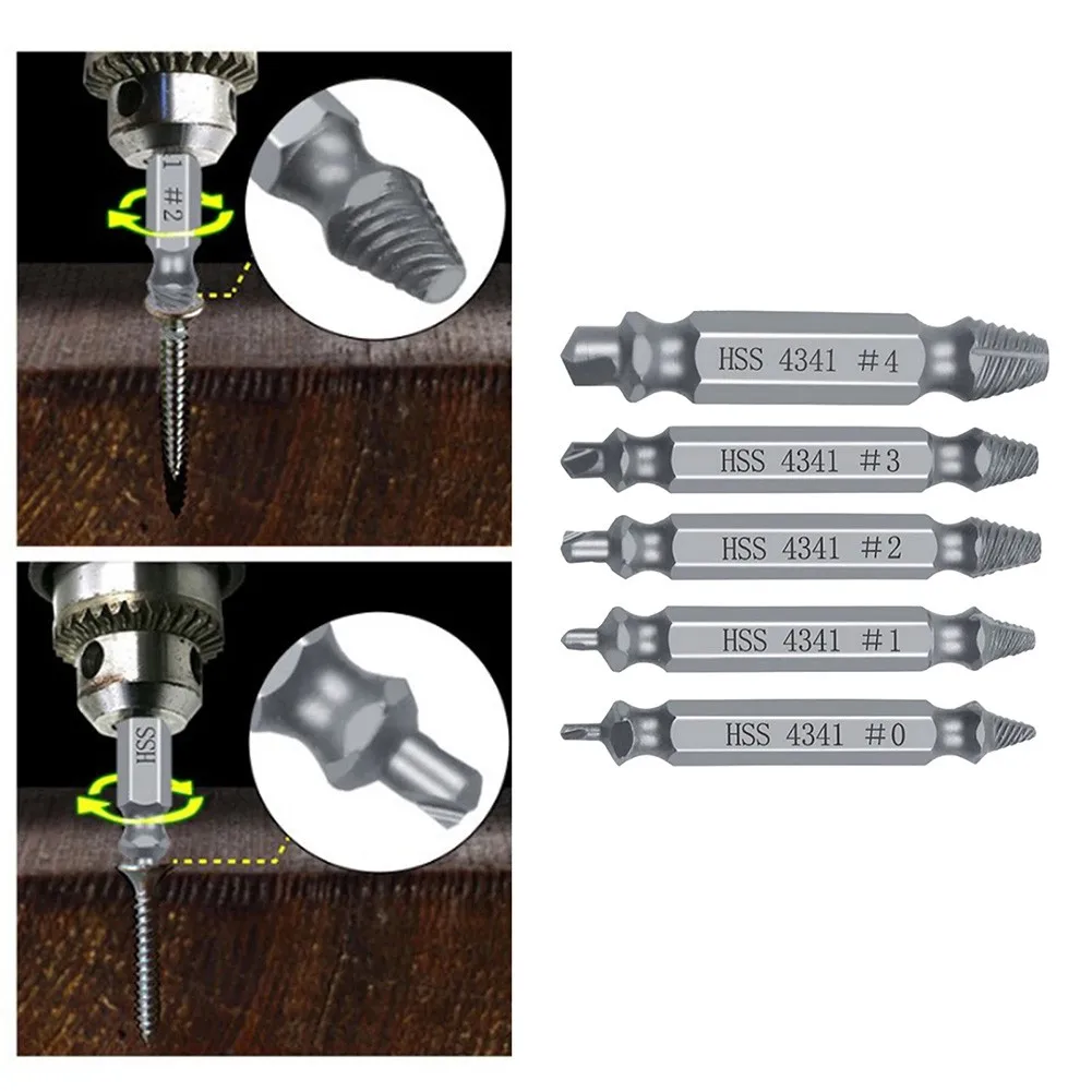 5pcs/set Broken Bolt Damage Screw Remover Extractor Drill Bits Broken Bolt Screw Remover Tool 2-4mm,3-5mm,4-8mm,5-10mm,6-12mm