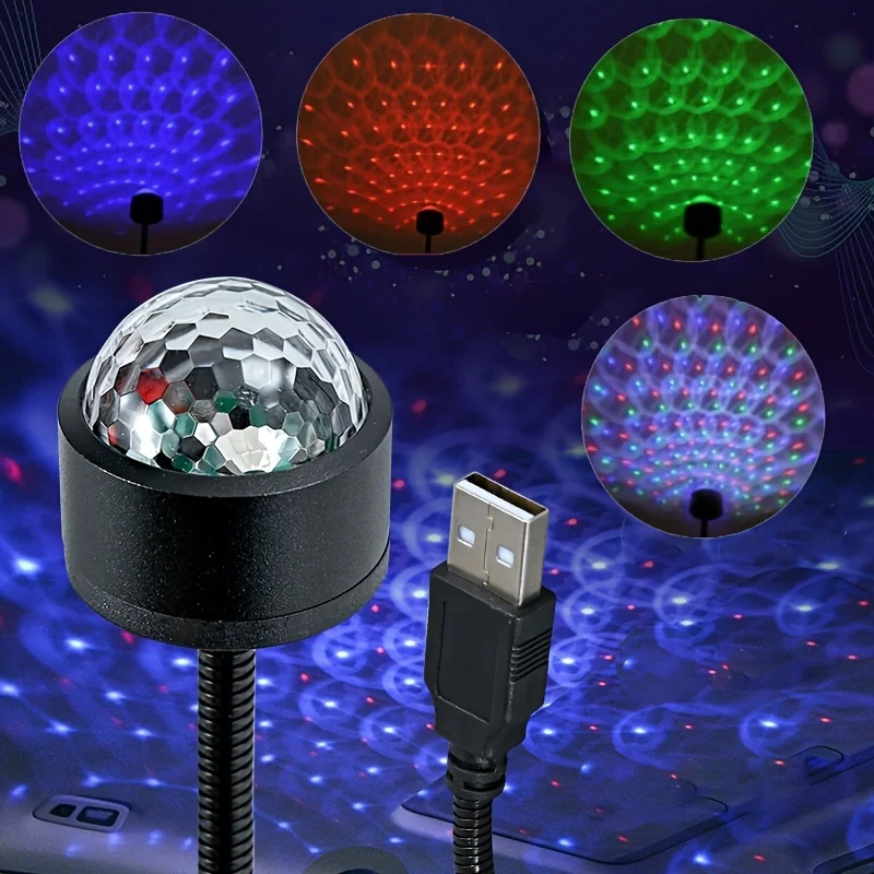 1pc Roof Starry Sky USB Night Light, LED Indoor Music Rhythm Magic Stage Effect Projection Light, Disco Party Atmosphere Light