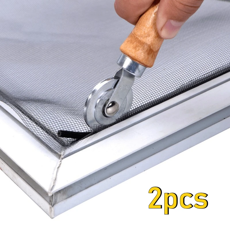 2pcs Upgrade Your Home with a Durable Wooden Handle and Steel Wheel Rolling Tool for Installing Double Windows