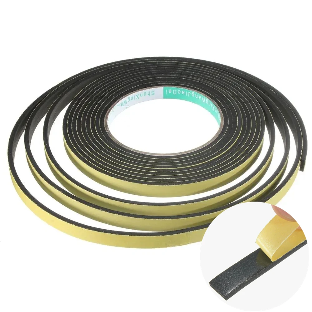 5M 10M 2 Mm/3 Mm Enkelzijdige Lijm Waterdichte Weerstrippen Schuim Spons Rubber strip Tape Voor Raam Deur Afdichting Strip