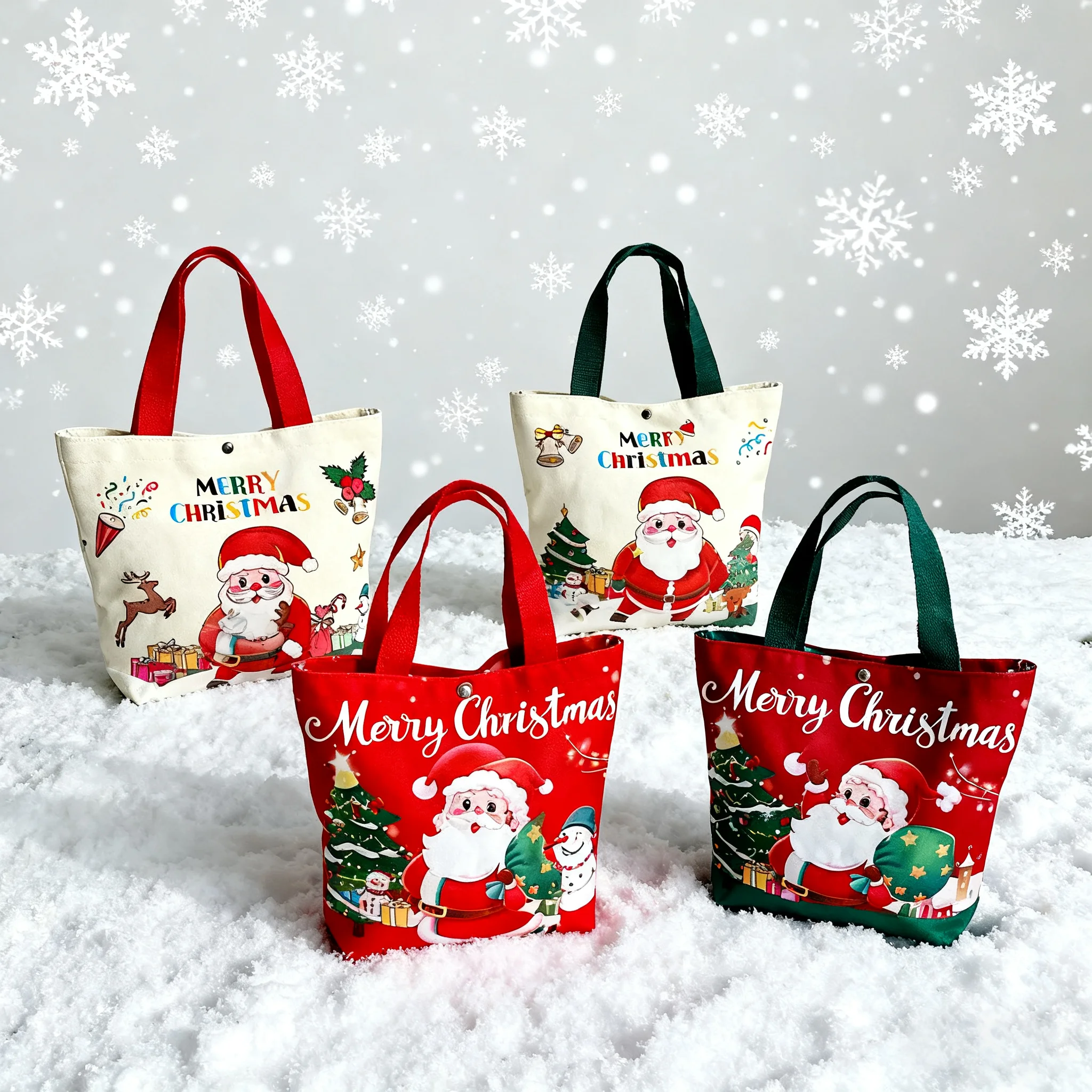2 pièce/ensemble sacs cadeaux de noël dessin animé père noël arbre de noël sac en toile à main décor de célébration de noël cadeau de fête de bonne année