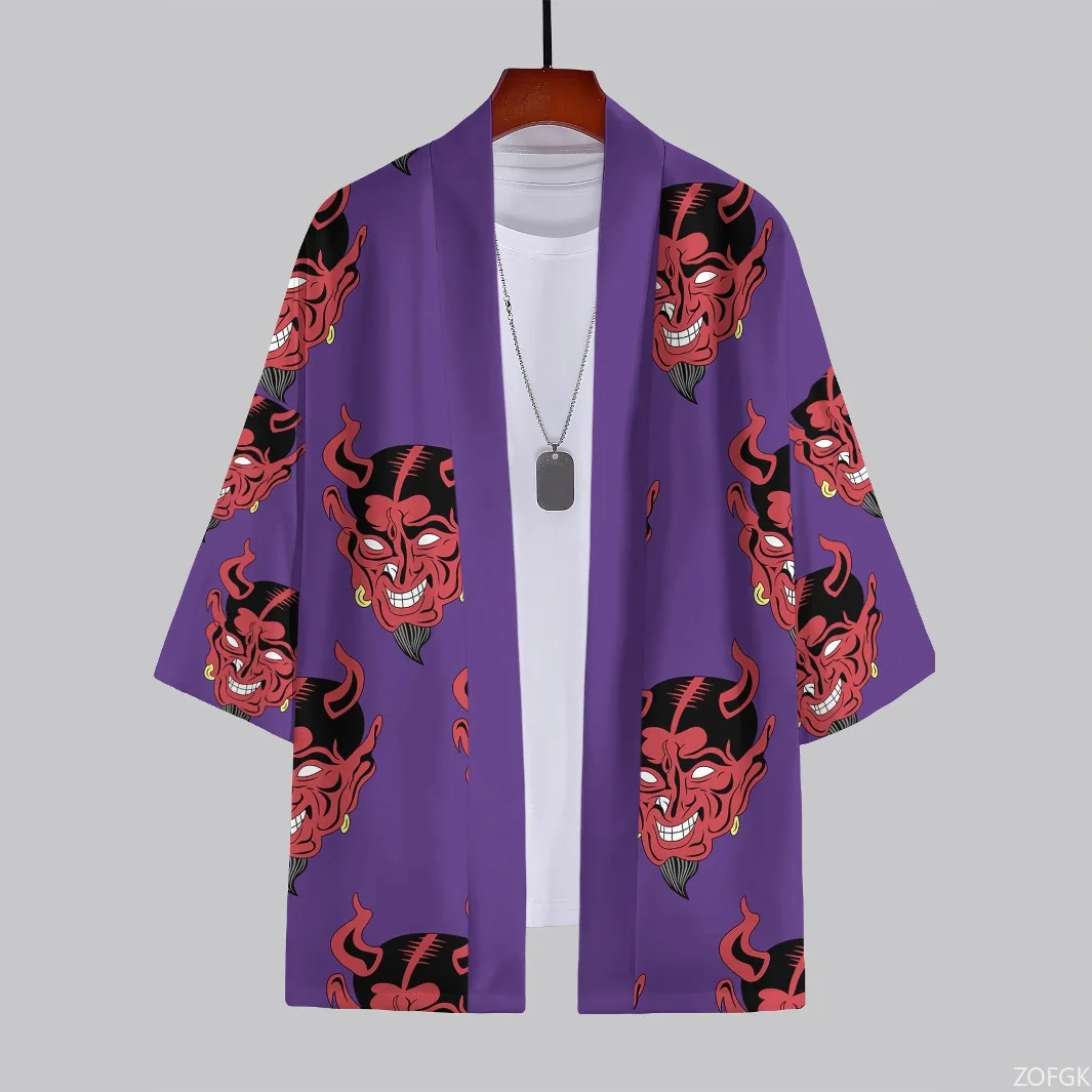 

2025 Summer Cross Border New 3D Printed Devil Pattern Hot Selling Casual Cardigans and Kimono