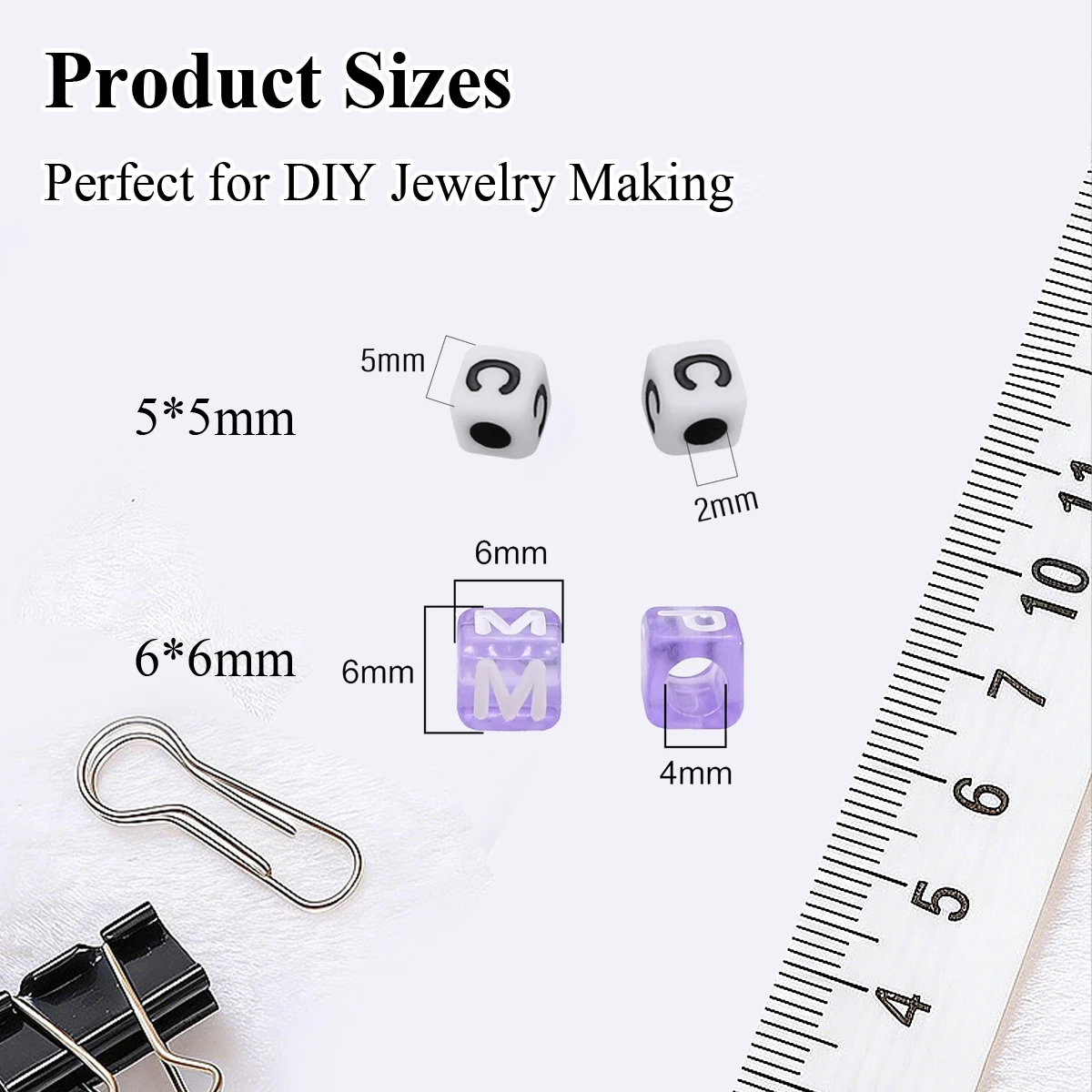 1000pcs Acrylic Square Alphabet Beads for DIY Jewelry – 5x5mm & 6x6mm Translucent Beads for Bracelets Necklaces & Custom Crafts