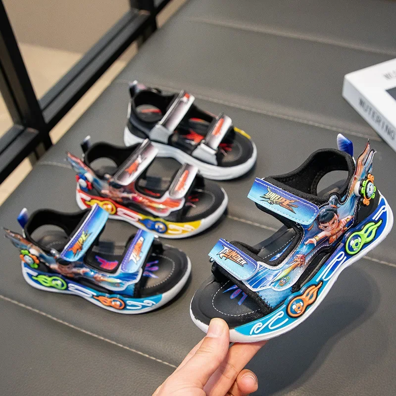 

Износостойкие и удобные для всех сезонов — идеально подходят для Cas Nezha Яркие сандалии с открытым носком в стиле аниме для мальчиков — дышащие