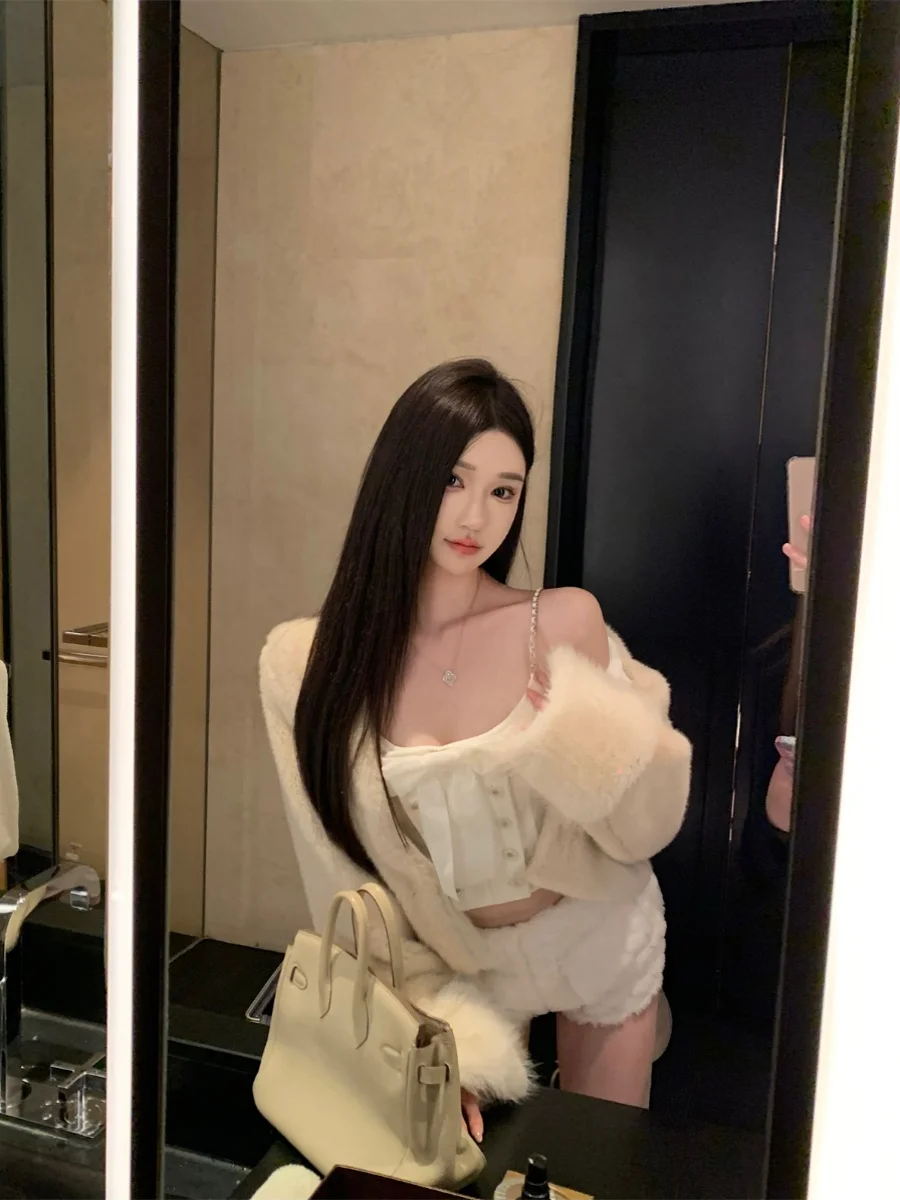 

Жилет Kikimy с бархатным бантом, теплый базовый слой, белый, короткий рукав, корейский повседневный стиль, однотонный, осень-зима, новинка