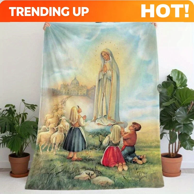 Customize Fatima'S Apparition Cloud Shepherd Prayer Printed Fleece Blanket - A Soft And Warm Fleece Blanket, Versatile for All S