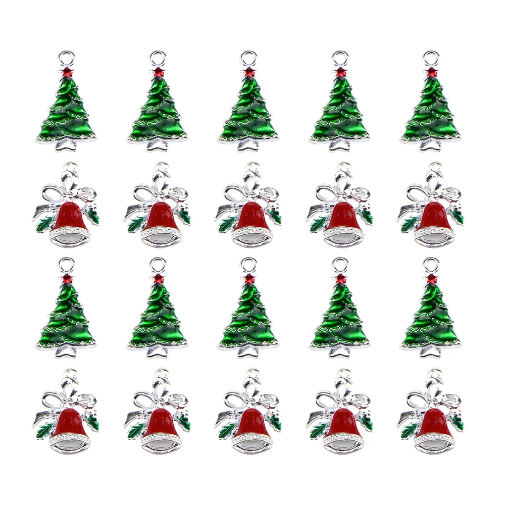 

20 Pcs Enamel Christmas Oil Drop Pendant Bracelets Jewelry Making Accessories Xmas Pendants Charm Alloy