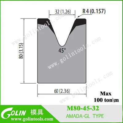 V32mm bottom die of   M80-45-32  V block dies for amada press brake machine