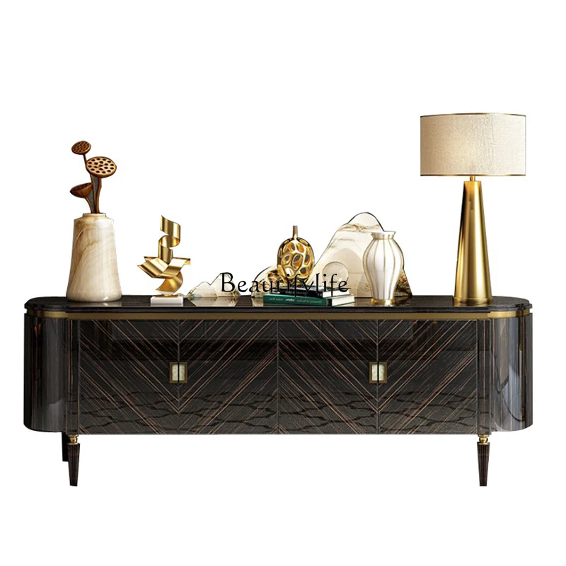 

Postmodern light luxury solid wood TV cabinet coffee table decorative locker simple