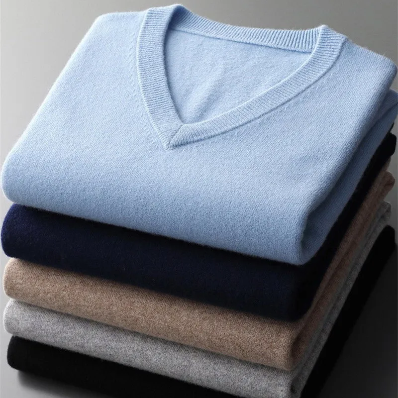 Men's Soft Cashmere Blend Knit Sweaters Vest Business Leisure V-neck Vest Pullover Spring Autumn Loose Woollen Tops view 2