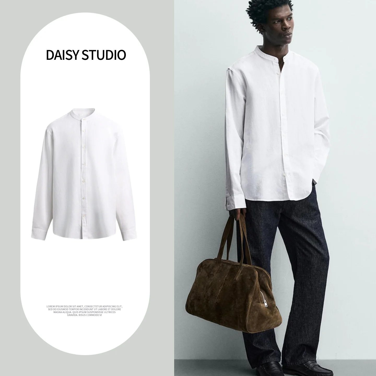 

Весенняя новинка: Мужская рубашка с длинным рукавом в минималистичном стиле, свободного кроя, с воротником, на нескольких пуговицах, из дышащего полиэстера