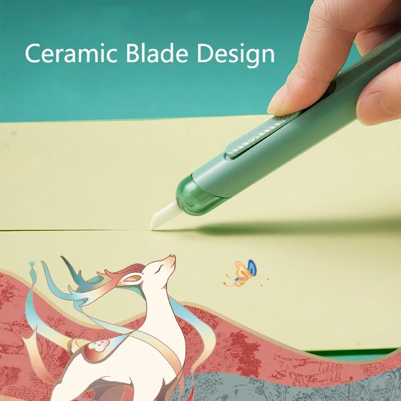 Deli Pen Shaped Box Cutter Practical Tool,Ceramic Blade Adjustable Length Anti cutting Injury ,For Cutting Paper Unboxing knife