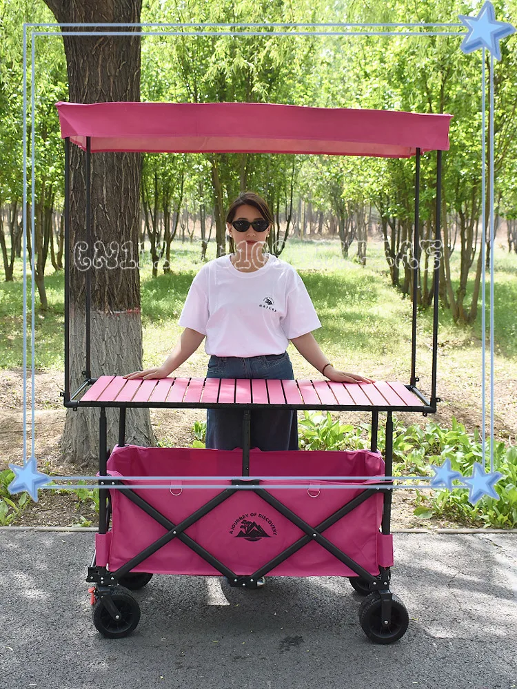 Camper Truck Stall Liftable Table Foldable Night Market Snack Cart Hand-pulled Cart Large Capacity Stall Truck Oversized