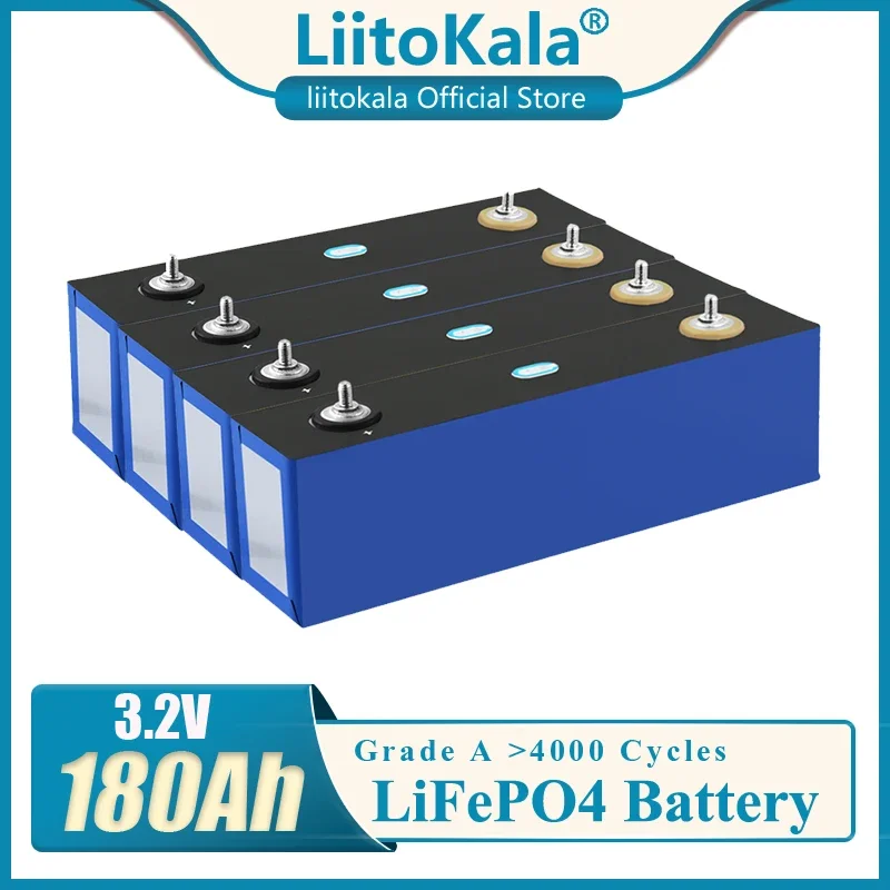 

LiitoKala 3.2V 180Ah Lifepo4 Battery pack 3C high current large capacity car Cells diy 12V 24V Solar energy storage RV golf car