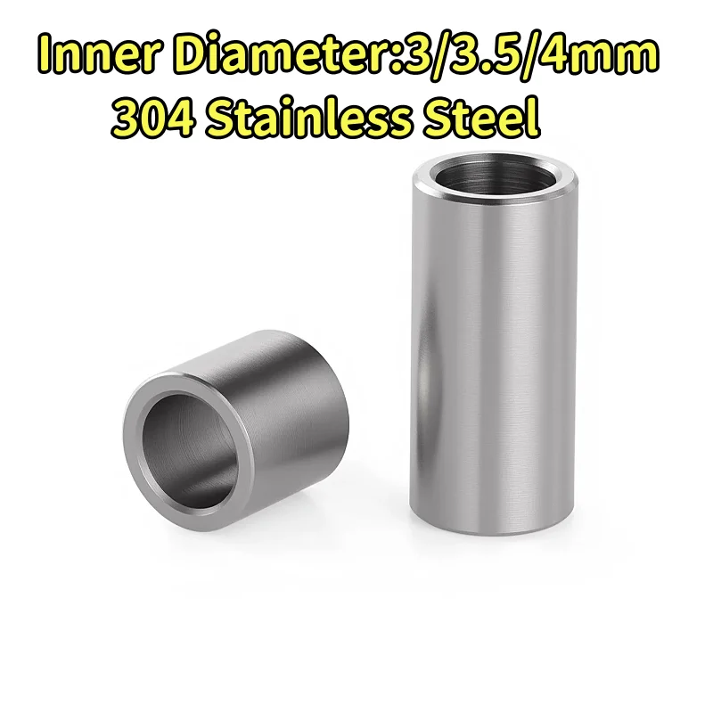 304 Stainless Steel Inner Diameter 3mm 3.5mm 4mm Round Hollow Unthreaded Stand-off Spacer Sleeves Bushing Washers