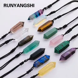 1pc Natural Crystal Quartz Double Point Pendant Crystal Tower Necklace Health energy healing stone for gift