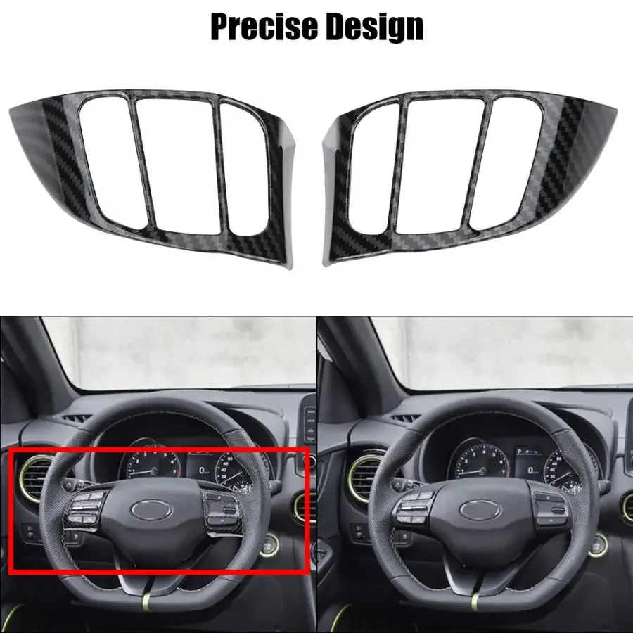 2pcs Car Steering Wheel Cover Frame Trim Insert Sticker for Hyundai Encino Kauai Kona 2017 2018 2019 2020 SUV Car Accessories