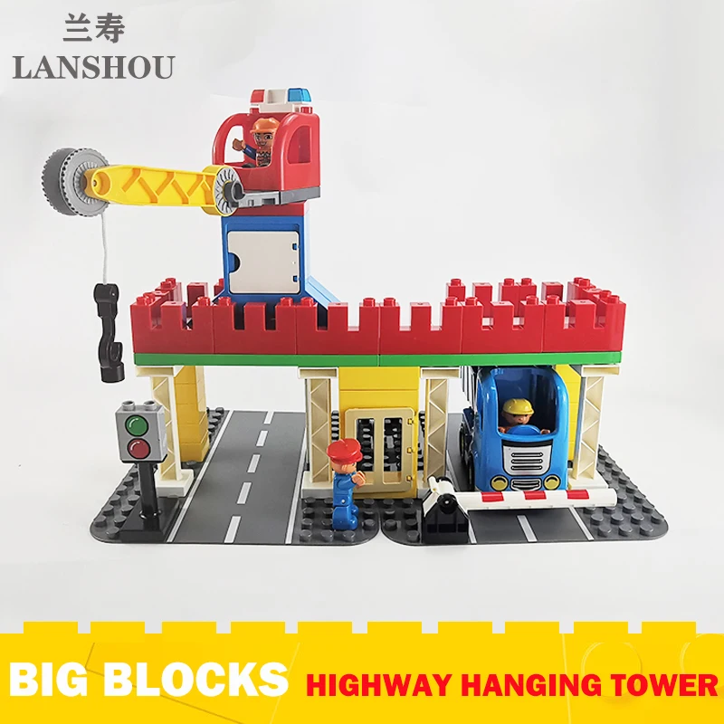 

Big Building Blocks Moc Highway Hanging Tower Toll Station Crane Tower Compatible Construction Bricks Accessories Preschool Toys