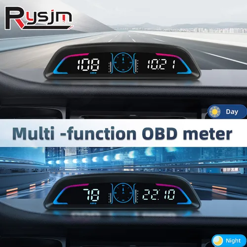 Imagen 1 del producto Medidor Digital inteligente HUD B3 obd2 pantalla velocímetro multifunción tacómetro RPM temperatura del agua voltios consumo de combustible alarma de seguridad