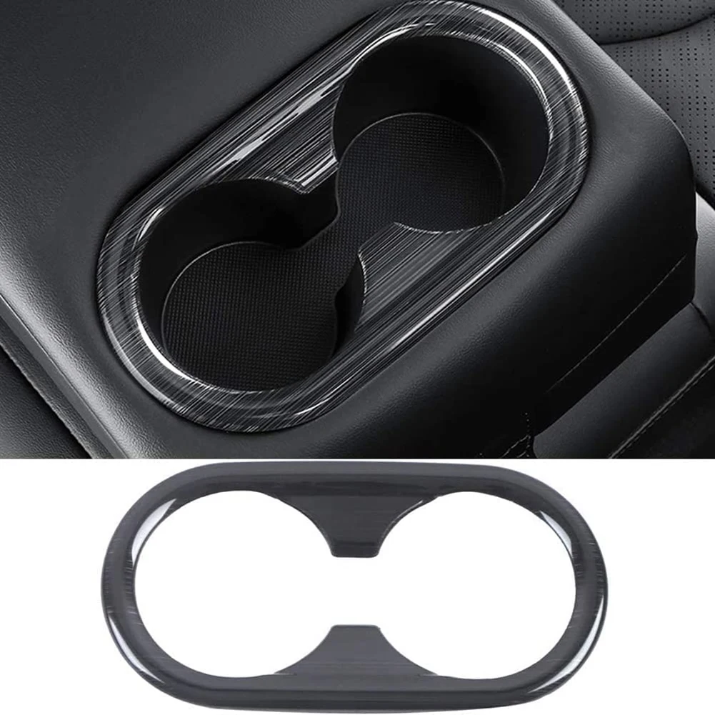 For Kia K5 Optima 2020 2021 Car Rear Seat Water Cup Holder Frame Cover Trim Stainless Steel Accessories, Black