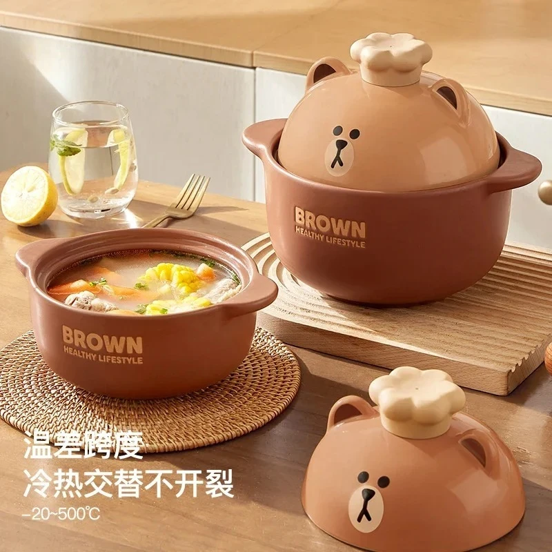 Cartoon Casserole dish Soup Crock pot Ceramic cookware Claypot Kitchen Stew pots for cooking Heat resisting Clay pot for cooking