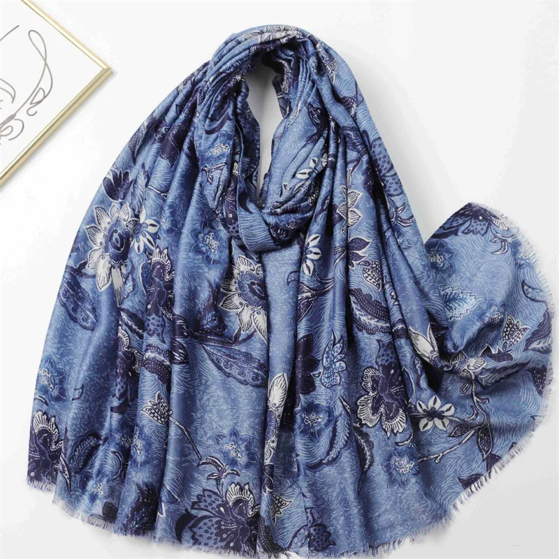 Winter Dicke Viskose Schal Vintage Floral Fransen Baumwolle Schals Und Wraps Pashmina Stola Bufandas Moslemisches Hijab Sjaal 180*90 cm