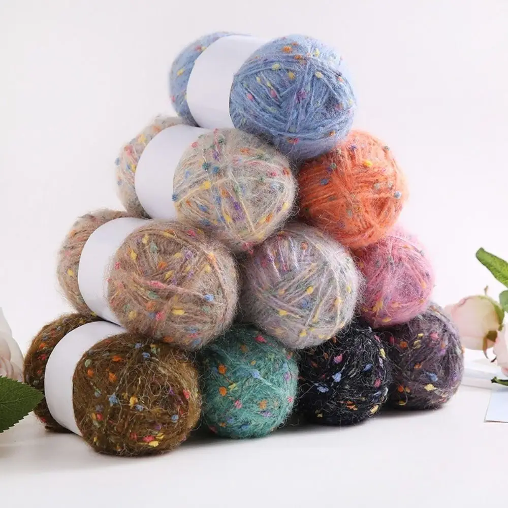 Warm Colored Dots Wool Yarn DIY Plush Rainbow Thread Mohair Cashmere Wool Yarn Scarf