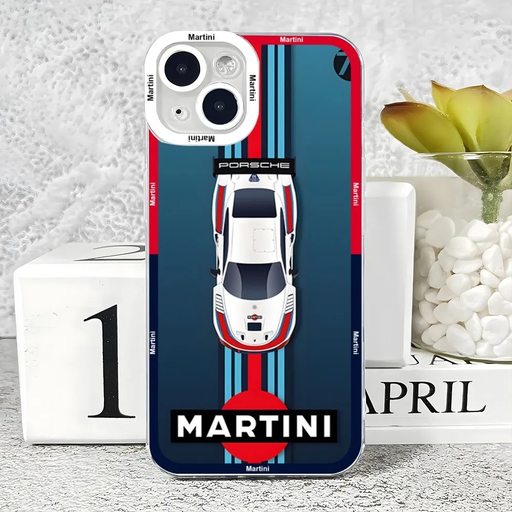 Martini Racing Colours Print  Mouse Pad Case For iPhone 15 14 13 12 11 Pro Max Mini XS X XR SE 7 8 Plus Soft Angel Eyes Cover