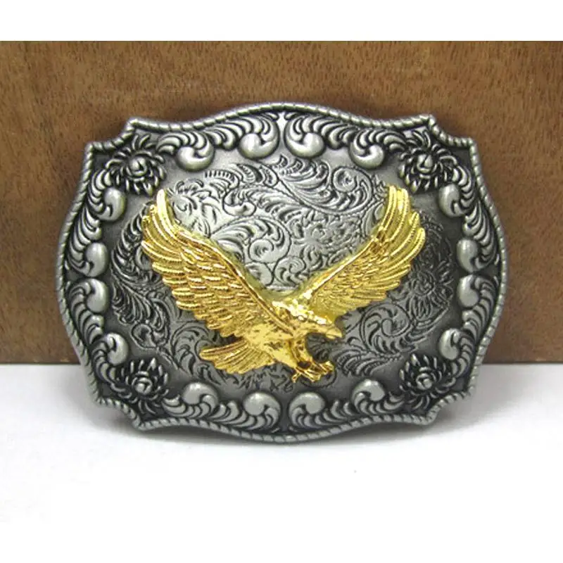 Gouden stijgende reliëf adelaar gesp Western Cowboy riem gesp met Tang gras patroon