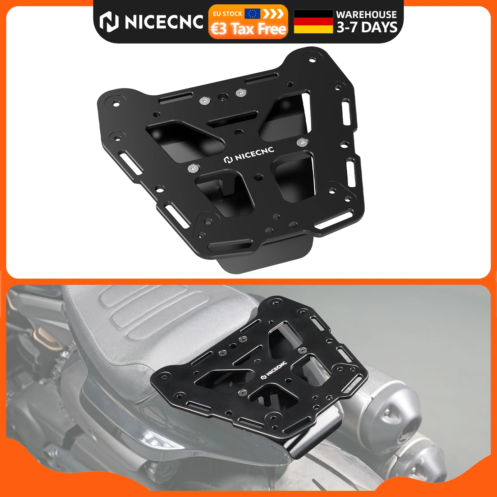 NICECNC Aluminium Motorrad-Gepäckträger für Harley Sportster S RH1250 S SportsterS 2021 2022 2023 2024 RH1250S Rolltaschenhalter Satteltaschen-Trägerhalterung