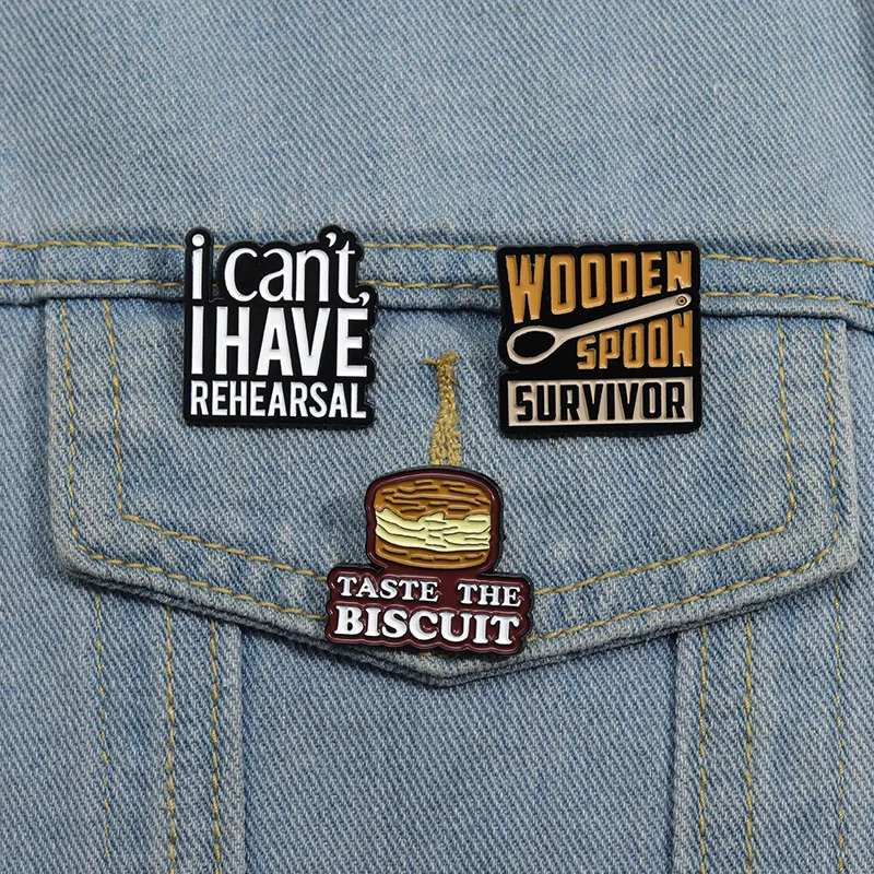 I Can't I Have Rehearsal Thespian Drama Theater Enamel Pins Wooden Spoon Survivor Brooch Lapel Badge Jewelry Gift Accessories