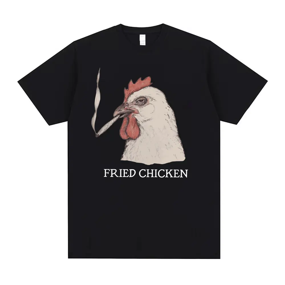 

Мужская одежда унисекс с жареной курицей, забавная футболка с мемом, футболки с рисунком курения курицы, мужские и женские повседневные футболки большого размера с героями мультфильмов