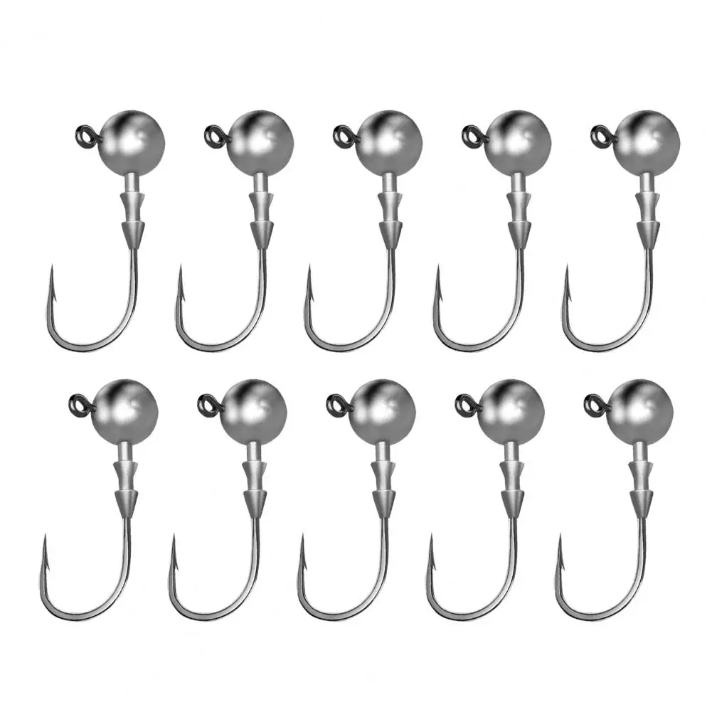 Fishing Hook Firmly High-carbon Steel Round Ball Jig Head Hook Smooth Surface Barbed Hook for Freshwater Saltwater