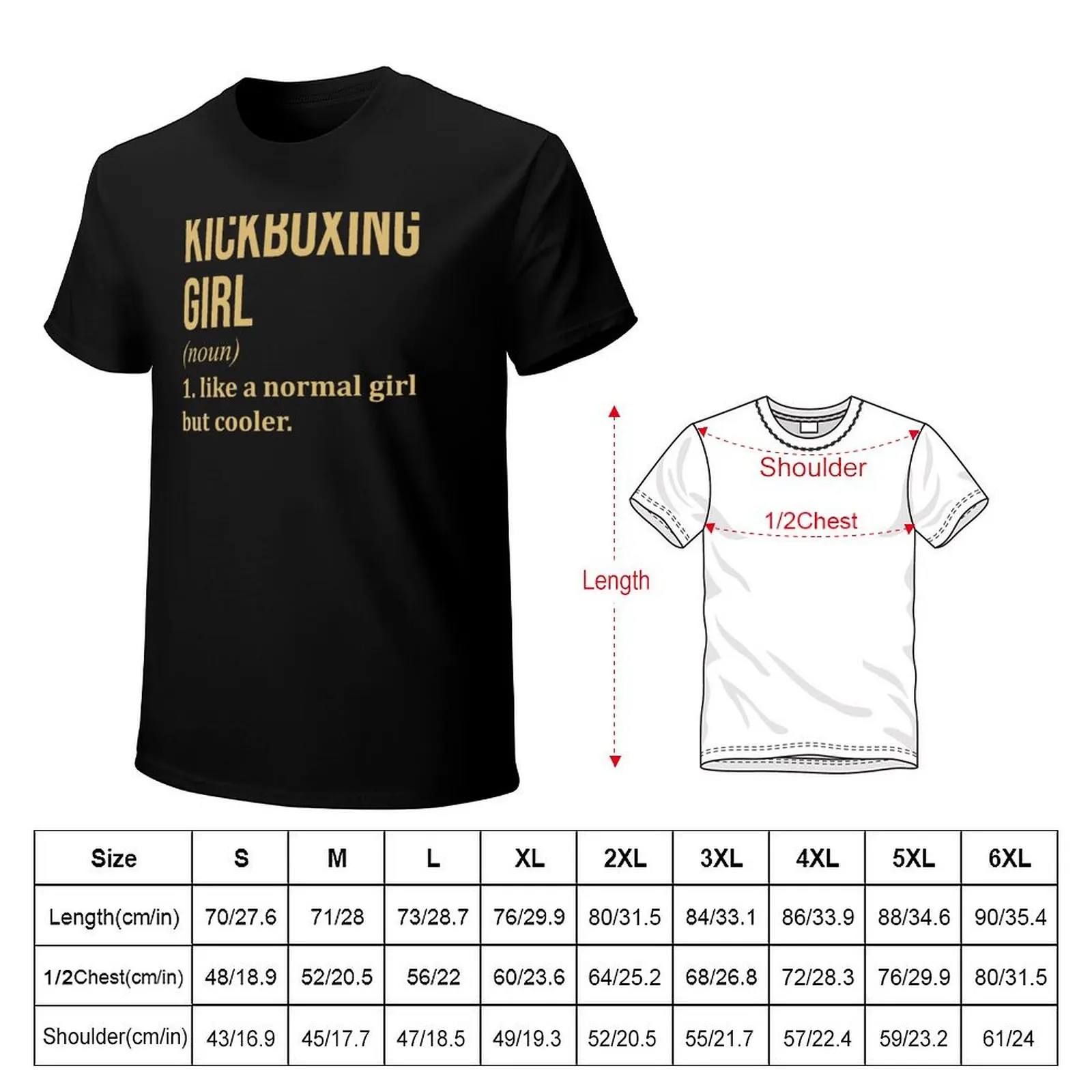 Kickboxing Girl Definition in Gold T-Shirt Casual Fashion Short Sleeve Cotton T-Shirt