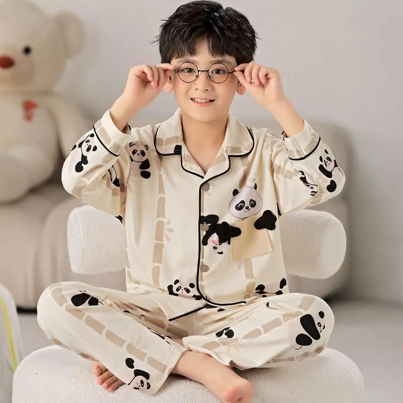 

Kids' Boys Sleepwear Set spring autumn Cartoon long-sleeved trousers Cotton Matching Pajama Set Loungewear comfortable PJ Set