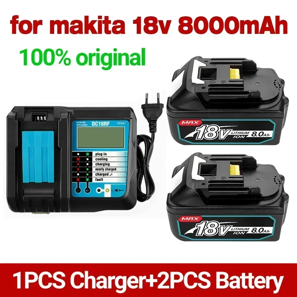 Rechargeable Battery BL1860B 18V 6000mAh Backup Battery For Makita 18VBL1860 BL1840 BL1850 Cordless Drill With DC18RF 3A Charger