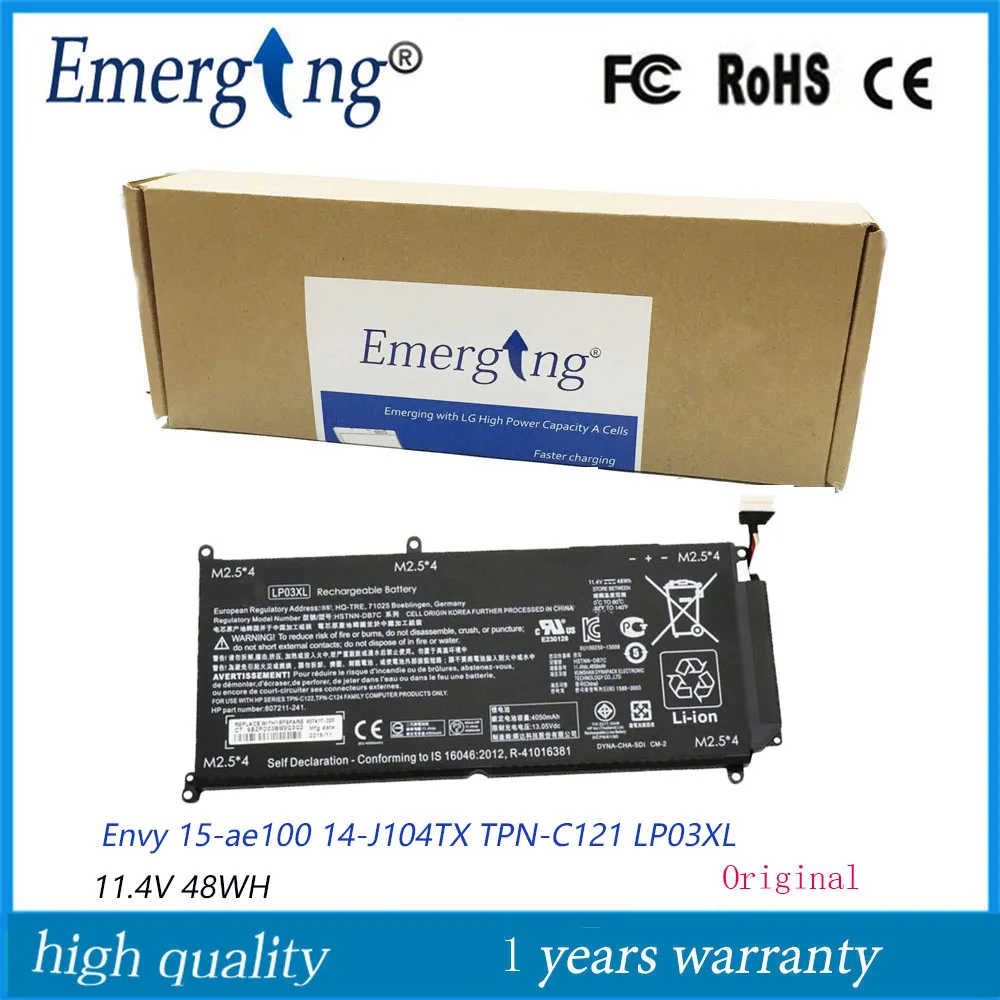 

11.4V 48WH New Laptop Battery LP03XL for HP ENVY 15-ae020TX 804072-241 807211-121 807211-221 HSTNN-DB6X 807417-005 Series