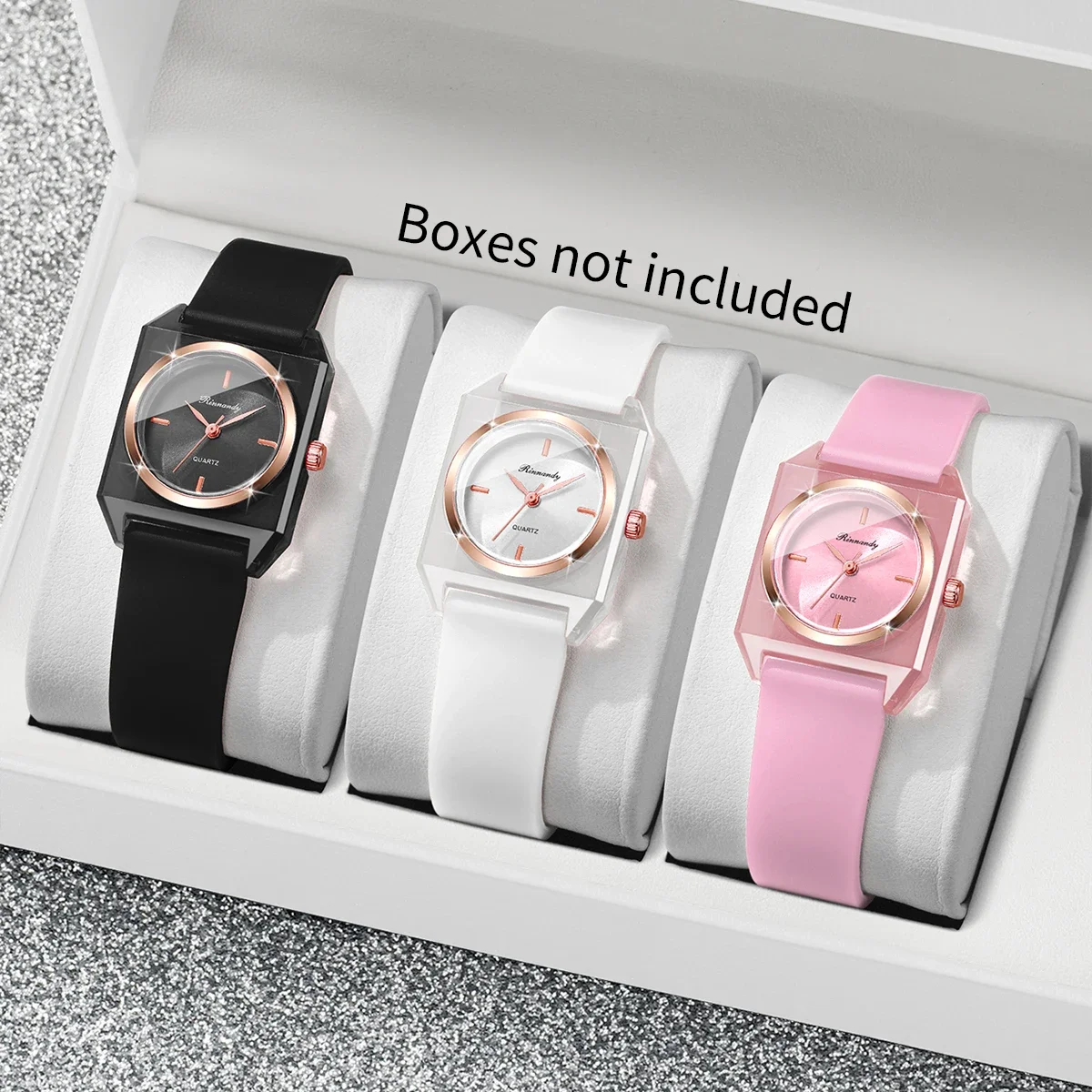 3PCS Women Square Quartz Watches Set  Silicone Strap Ladies Casual Sports Wristwatch Relogio Feminino Clock (Without Box)