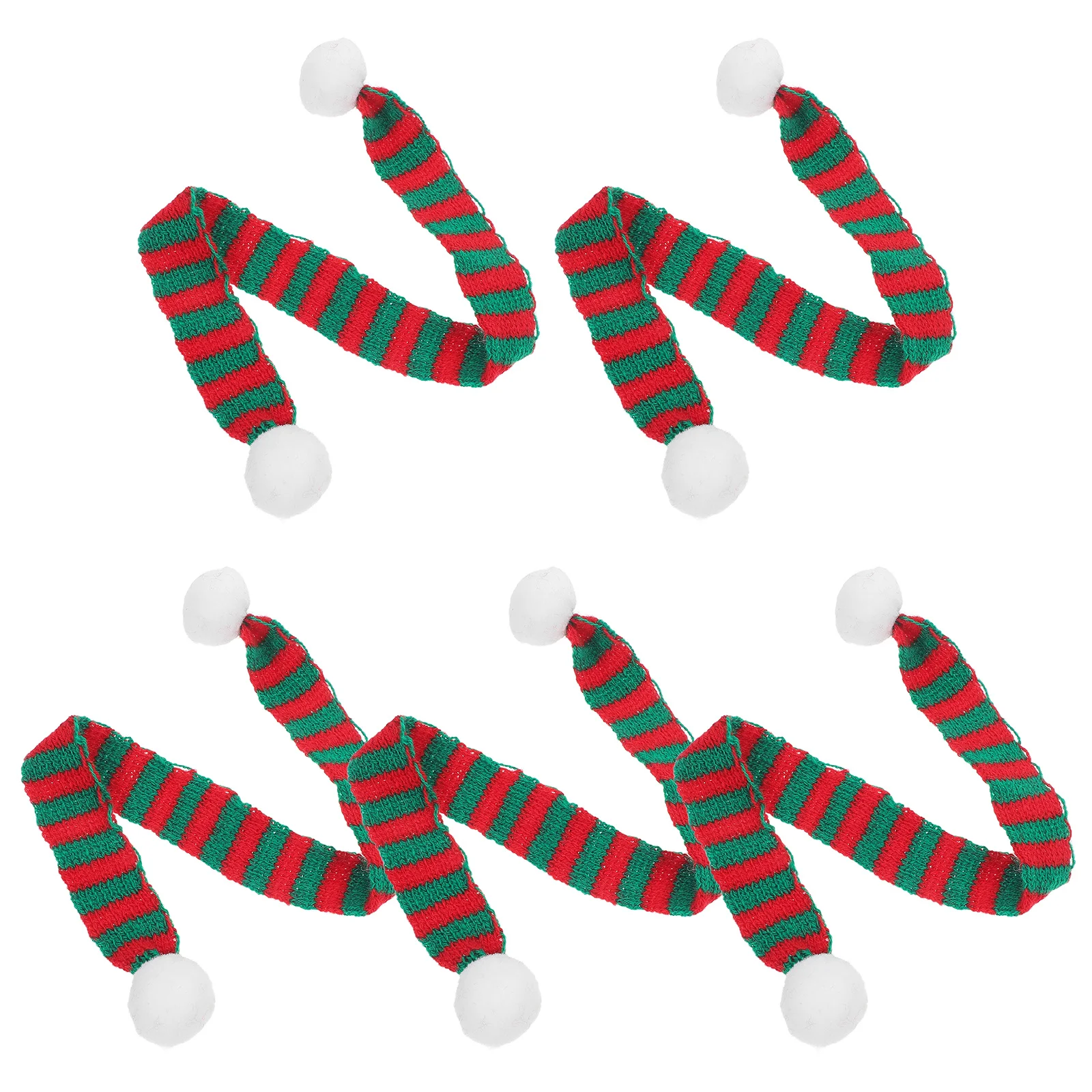 

5 pcs Christmas Mini Scarf Knitted Decorative Accessory For Little Snowman Wine Bottle Red Little Snowman Decor Green