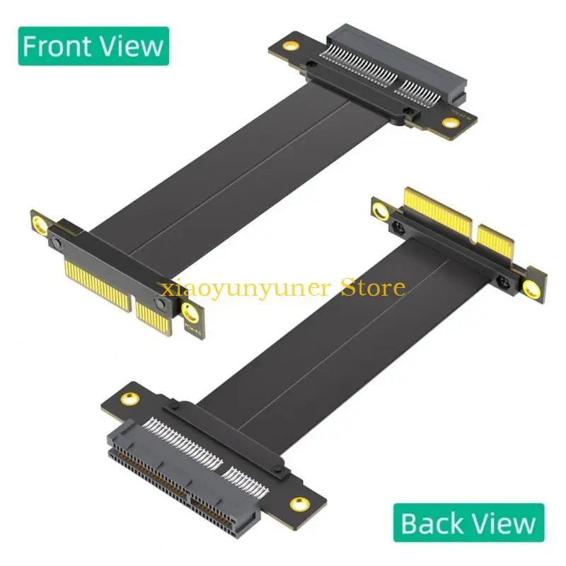 P9JB PCIE 4X Risers Cable 180 Degree to 90 Degree Right Angle PCIE4.0 4X Extension Cable Risers Card Ribbon Extender